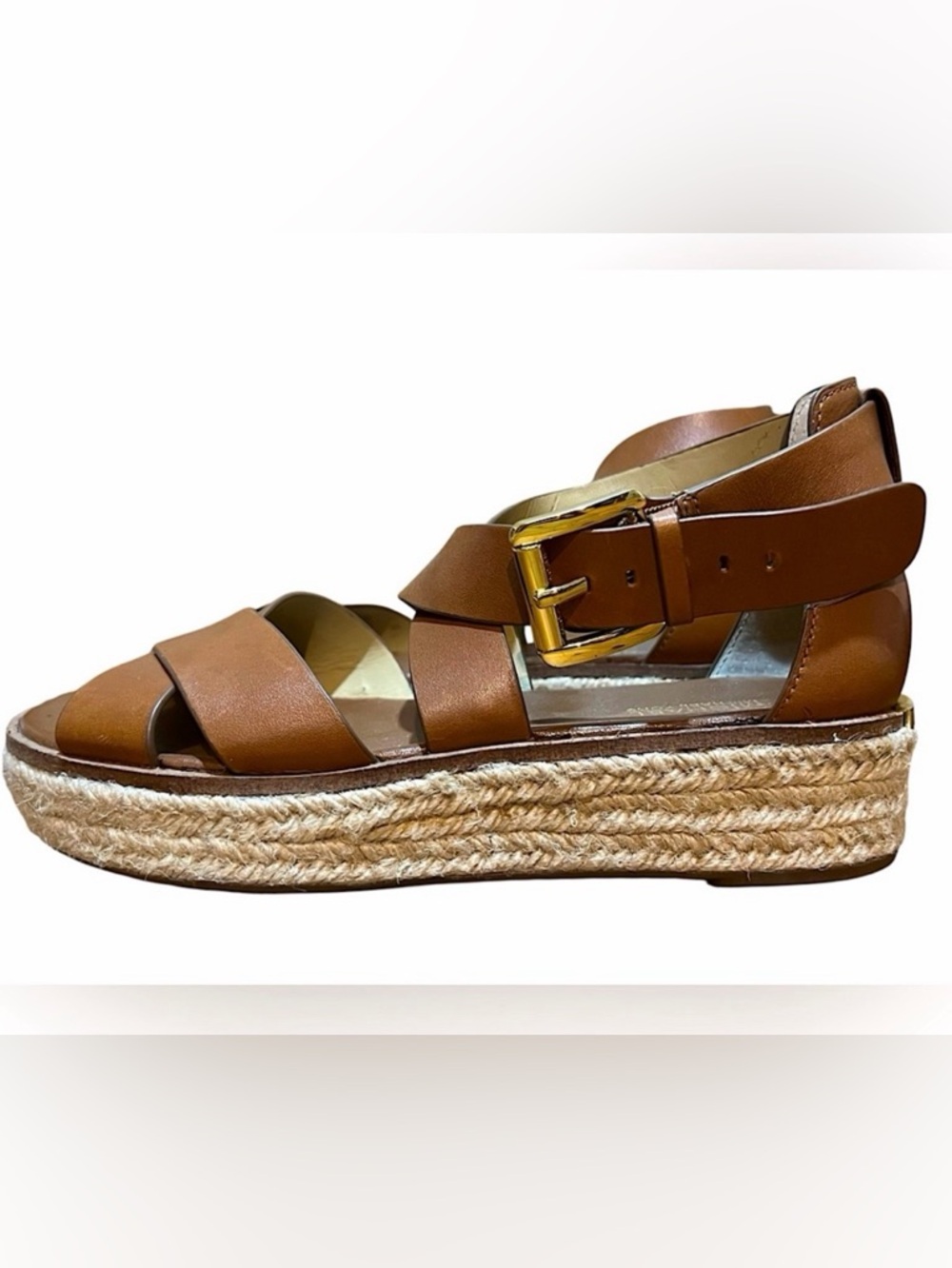 MICHAEL KORS Leather espadrille wedge sandals 🤎💛